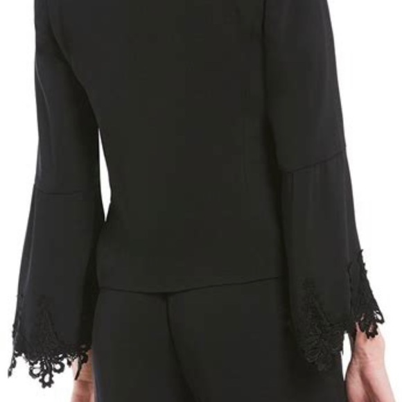 Mika Mendel Black Glenda Bell Sleeves w/Embroidery Accent Zip Front Jacket - Picture 4 of 11